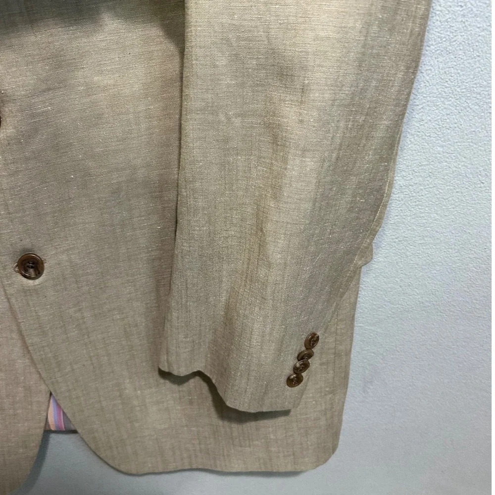 Michael Kors Linen Blazer Mens 46L Tan Two Button Sport Coat Professional Summer